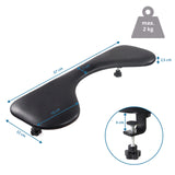 Dimensional drawing of the Armrest RELEX RT2 with a length of 67 cm and load capacity up to 2 kg by hjh OFFICE