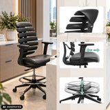 Black leather counter chair ERGO LINE II WORK with foot ring and adjustable armrests by hjh OFFICE (AI-generated image)
