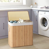 Brown Laundry basket FALSTER XXL B with open lid and white lining by hjh LIVING