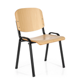 Four-legged chair XT 600 SW H with beech seat and backrest and black frame by hjh OFFICE – 360-degree view (front three-quarter view 40°)