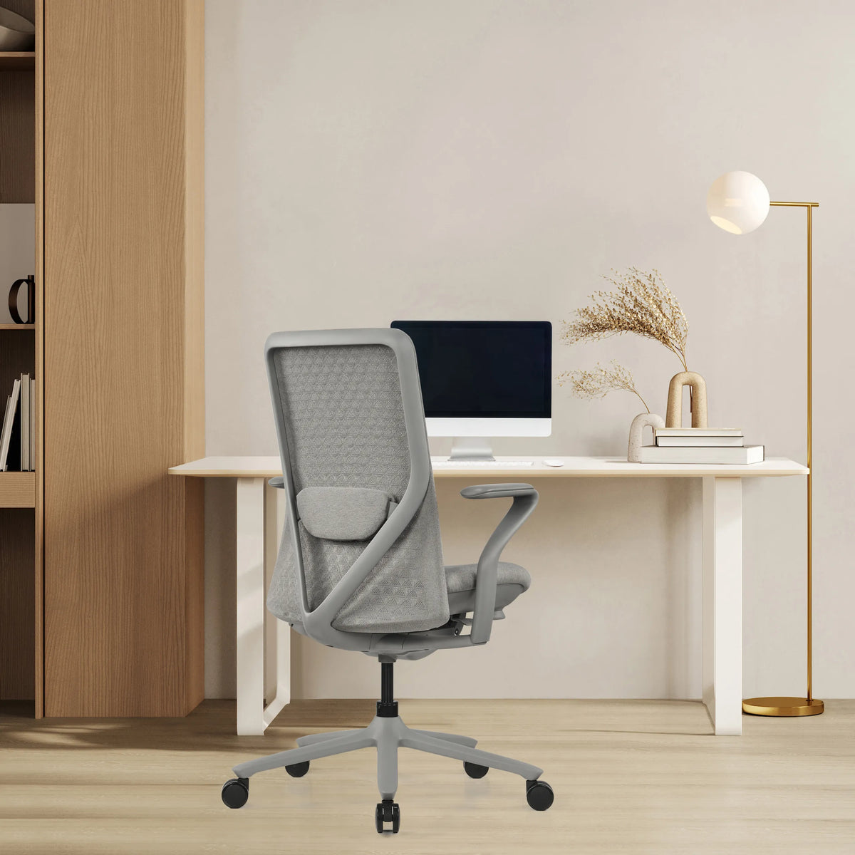 Grey High End Office Chair VERVIO with mesh backrest and armrests by hjh OFFICE