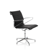 Black guest chair PARIBA V IV with quilted upholstery and five-caster base by hjh OFFICE – 360-degree view (front three-quarter view 60°)