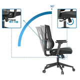 Backrest adjustment options with 90 degree tilt of the Professional Office Chair SPINIO by hjh OFFICE