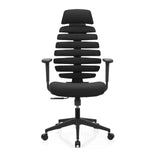 Black Professional Office Chair ERGO LINE ECO with fabric upholstery and five-caster base by hjh OFFICE – 360-degree view (front view 0°)