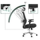 Adjustment options for the backrest and seat height of the Professional Office Chair Ergosento with 90-degree tilt by hjh OFFICE