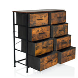 RAGALA LIGHT chest of drawers in smoked oak with eight drawers and a black metal frame by hjh LIVING
