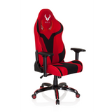 Red and black Gaming chair PROMOTER II with armrests and five-caster base by hjh OFFICE – 360-degree view (front three-quarter view 40°)