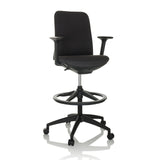 Black Counter chair NESTORA WORK with armrests, foot ring and five-caster base by hjh OFFICE – 360-degree view (front view 15°)