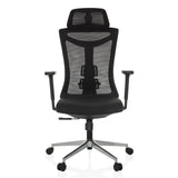 Black Professional Office Chair KAMIAK with mesh back and five-caster base by hjh OFFICE – 360-degree view (front view 0°)