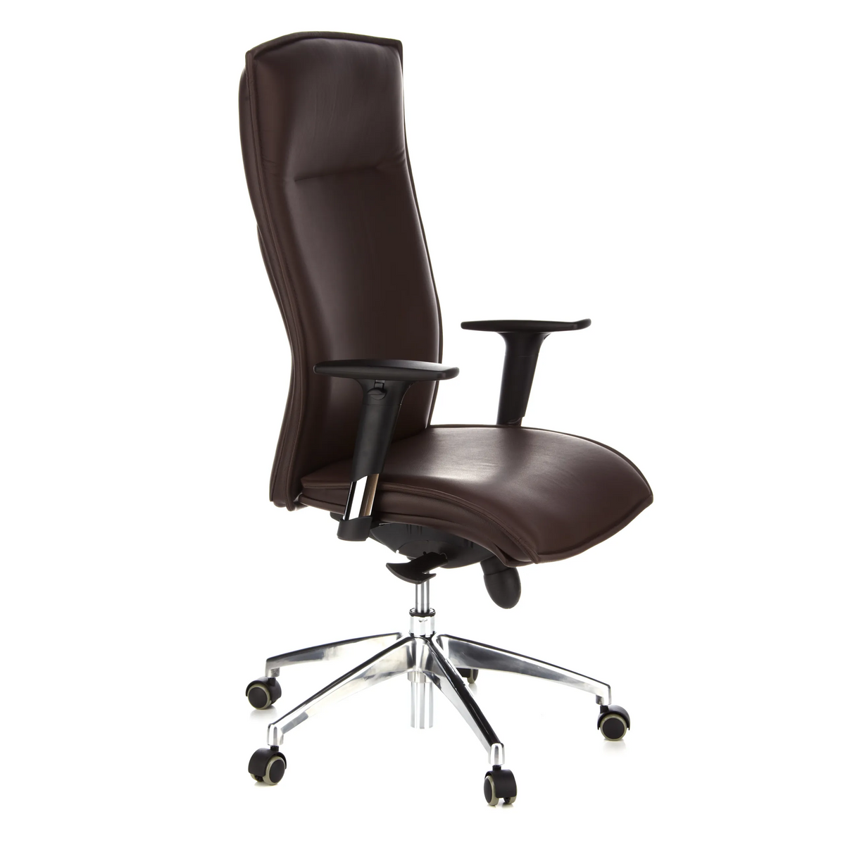 Dark brown Luxury Executive Chair MURANO 20 with armrests and five-caster base by hjh OFFICE – 360-degree view (front three-quarter view 60°)