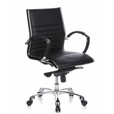 Black Professional Executive Chair PARMA 10 with cross stitching and glossy five-caster base by hjh OFFICE – 360-degree view (front three-quarter view 40°)