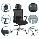 Professional Office Chair ASTRA LUX in black with mesh back and various adjustment options by hjh OFFICE