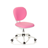 Pink Swivel Chair – Children KID VIVO with white base and five castors by hjh OFFICE – 360-degree view (front three-quarter view 40°)