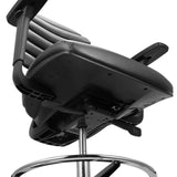 Underside of the seat and gas lift of the ERGO LINE II WORK counter chair in black faux leather by hjh OFFICE