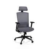 Grey Professional Office Chair CAPTIVO with mesh back, headrest and five-caster base by hjh OFFICE – 360-degree view (front view 20°)