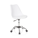 White Home Office Chair FANCY PRO with star base and five castors by hjh OFFICE – 360-degree view (front three-quarter view 40°)