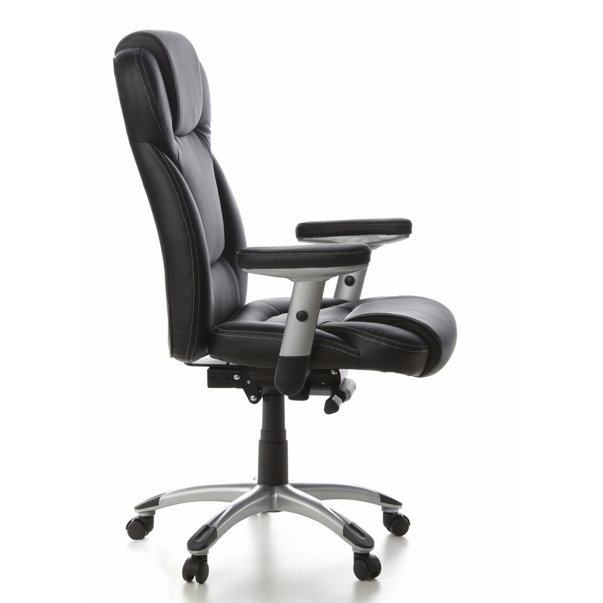 Black Professional Executive Chair EMBASSY 200 with armrests and five-caster base by hjh OFFICE – 360-degree view (side profile 80°)