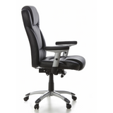 Black Professional Executive Chair EMBASSY 200 with armrests and five-caster base by hjh OFFICE – 360-degree view (side profile 80°)