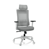 Grey Professional Office Chair COMFIO WMH with mesh back, headrest and five-caster base by hjh OFFICE – 360-degree view (front view 20°)