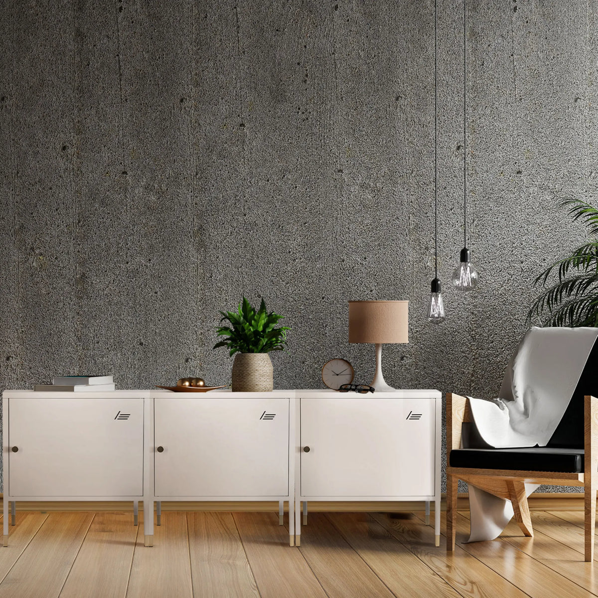 White office cabinet UMEO with three doors and slim legs by hjh OFFICE
