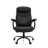 Black Swivel Chair RELAX XXL B made of faux leather with star base and five castors by hjh OFFICE – 360-degree view (front view 0°)