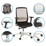 High End Office Chair FOUNTAINE in black with adjustable armrests and gas lift by hjh OFFICE