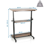 Dimensional drawing of the Standing desk WORKSTATION II with 80 × 50 cm and a height of 80 to 120 cm by hjh OFFICE