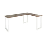 Corner desk WORKSPACE BASIC I in walnut effect with white U-legs by hjh OFFICE – 360-degree view (front view 0°)