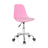 Pink Swivel Chair – Children FANCY II with curved shell and five-caster base by hjh OFFICE – 360-degree view (front three-quarter view 40°)