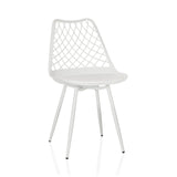 White Outdoor chair BEGIO S with a grid backrest and four legs by hjh LIVING – 360-degree view (front view 15°)