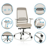Adjustable features of the Professional Office Chair CHIARO T2 WHITE in beige and grey by hjh OFFICE