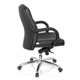 Black Swivel Chair XXL G 100 with quilted upholstery and five-caster base by hjh OFFICE – 360-degree view (side profile 100°)