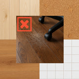 Scratches on a wooden floor caused by office chair wheels without ULTIMAT II office mat by Floortex