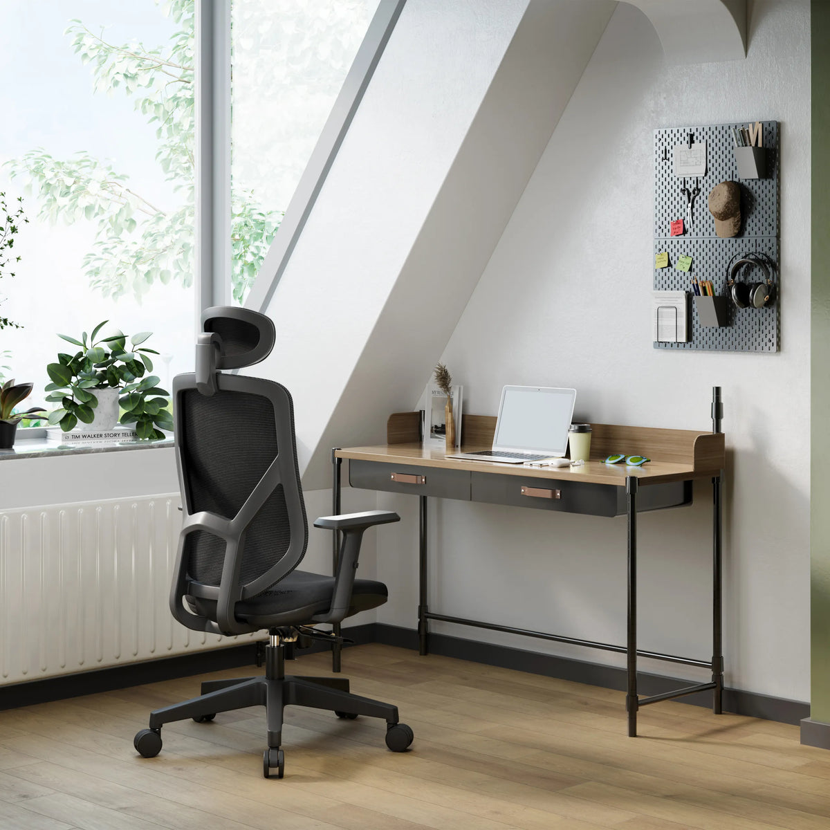 Home Office Chair BLACORE in black with headrest and armrests by MyBuero