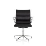 Black guest chair PARIBA V IV with quilted upholstery and five-caster base by hjh OFFICE – 360-degree view (front view 0°)