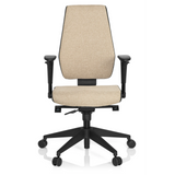 Beige Professional Office Chair PRO-TEC 500 with armrests and a black five-caster base by hjh OFFICE – 360-degree view (front view 0°)