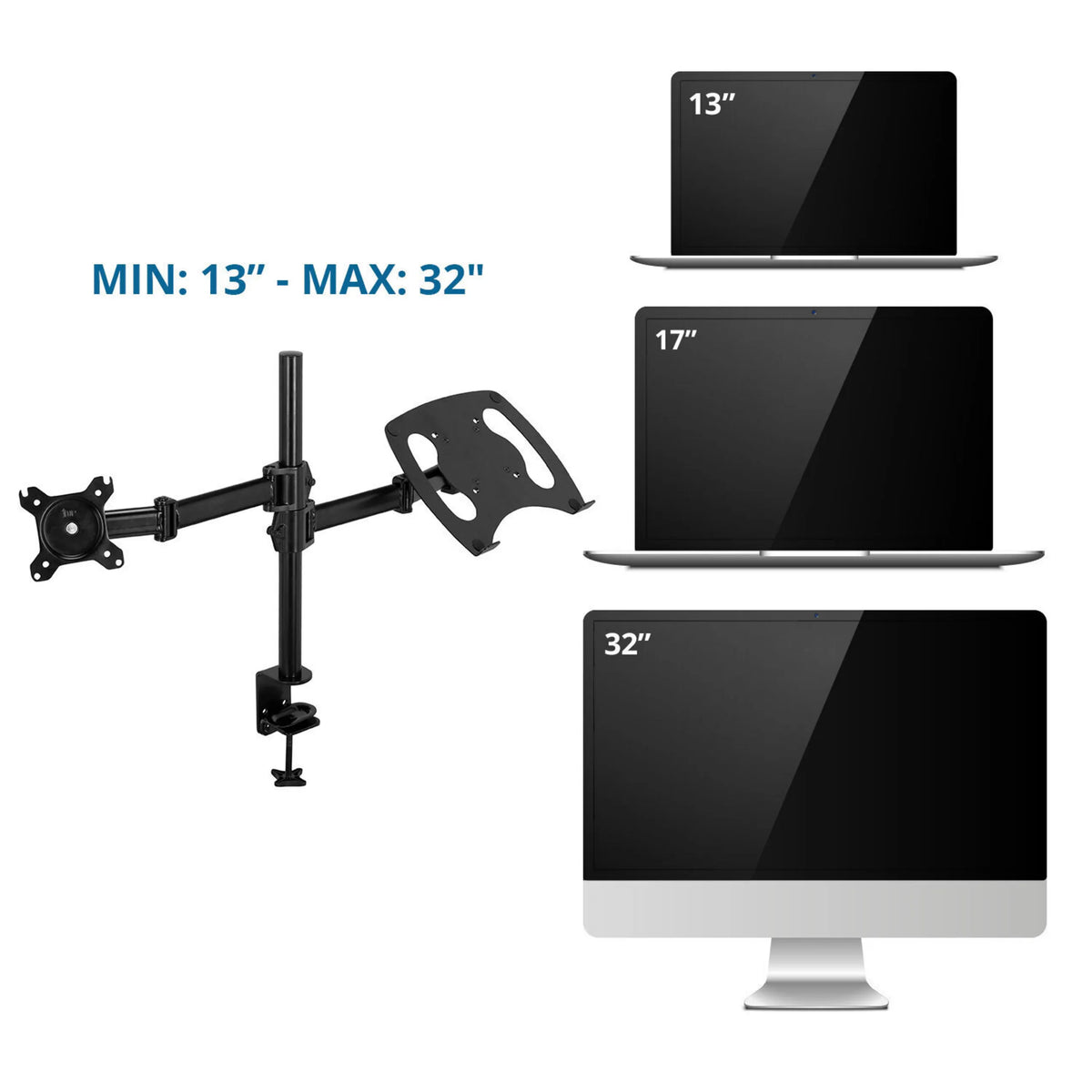 VM-MH2 Monitor Mount in black for screens from 13 to 32 inches by hjh OFFICE