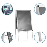 Aluminium Poster stand AGENDA II with wipeable surface and support feet by hjh OFFICE