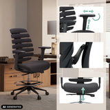 Adjustable armrests, backrest and seat height of the ERGO LINE II WORK counter chair in black by hjh OFFICE
