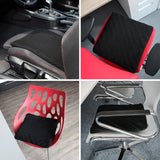 Black Seat Cushion MEDISIT I in various application situations on chairs and a car seat by hjh OFFICE