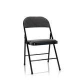 Dark grey Folding chair TUDELA I with velvet fabric cover and black frame by hjh OFFICE – 360-degree view (front view 20°)