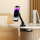 Black Mobile phone & tablet holder FLEXMOBI III with flexible clamp and tray by hjh OFFICE