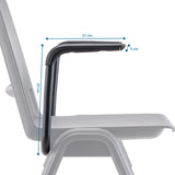 Dimensional drawing of the Armrest MEET WA with a length of 21 cm and a height of 23 cm by hjh OFFICE