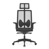 Black Professional Office Chair ARCEO B with mesh back, headrest and five-caster base by hjh OFFICE – 360-degree view (front view 0°)