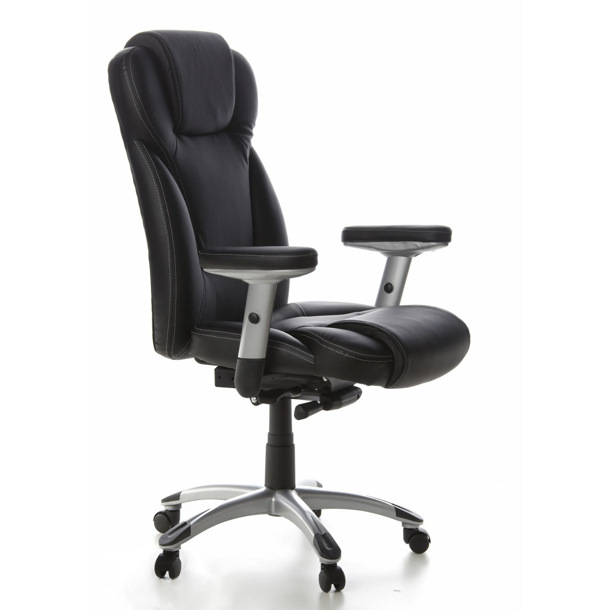 Black Professional Executive Chair EMBASSY 200 with armrests and five-caster base by hjh OFFICE – 360-degree view (front three-quarter view 60°)