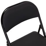 Black faux leather backrest of the TUDELA folding chair with black frame by hjh OFFICE