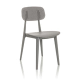 Grey Outdoor chair ARTIFO HOL with perforated backrest and seat by hjh OFFICE – 360-degree view (front three-quarter view 30°)
