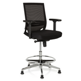 Black Counter chair TOP WORK 77 with mesh back, foot ring and five glides by hjh OFFICE – 360-degree view (front three-quarter view 40°)