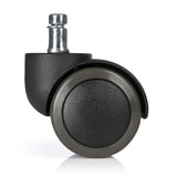 Black Castors 5x ROLO FREE 11mm/50mm for hard floors with metal pin by hjh OFFICE – 360-degree view (rear view 180°)