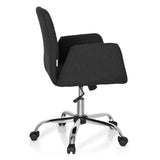 Black Home Office Chair FLOW with armrests and glossy five-caster base by hjh OFFICE – 360-degree view (side profile 100°)